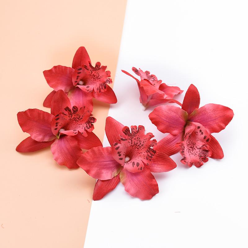 10 Pieces Artificial Flowers Cheap Silk Butterfly Orchid Home Decoration Accessories Brooch Diy Christmas Wreath Fake Plants