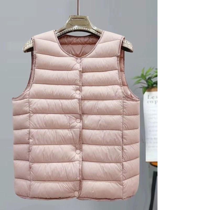 Women's Down Cotton Vest Liner, Ultra-light Warm Jacket, Women's Vest, Middle-aged and Elderly Women's Plus Velvet Thick Jacket