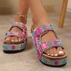 Cork Sandals 2025 Summer New Plus-size Rhinestone Belt Buckle for Women Wearing Platform Slippers