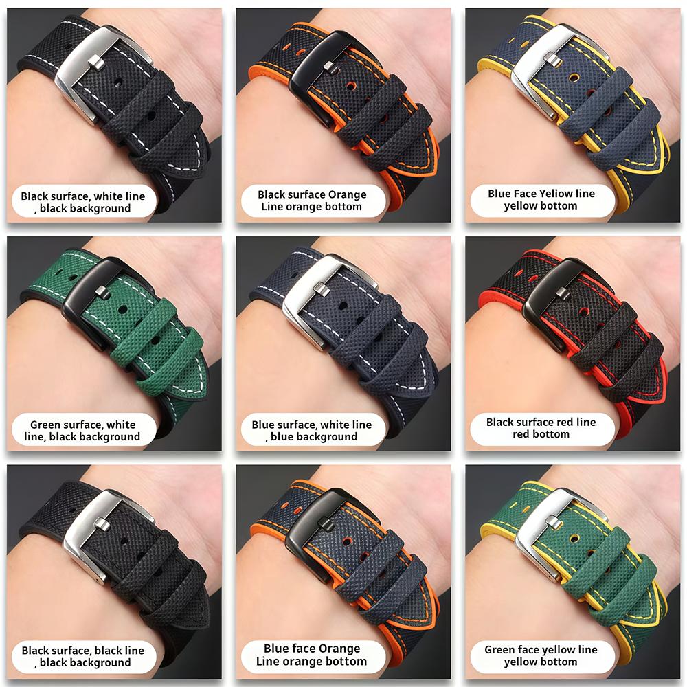 20mm 21mm 22mm 23mm 24mm universelles Nylon FKM-Gummi Unterarmband Wasserdichtes Uhrenarmband für Omega IWC SEIKO Uhr Herrenarmband