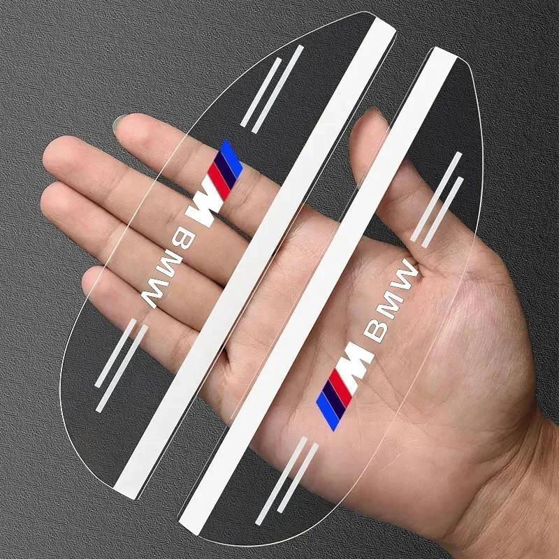 2025 Hot 2Pc PVC Car Rearview Rain Eyebrow Transparent Stickers For BMW M Performance 1 3 5 7 Series M3 M4 M5 M6 X1 X3 X5 X6 X7