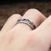 Vintage Fashion Stainless Steel Celtics Knot Ring Punk Hip Hop Simple Tang Glass Pattern Rings For Men Women Party Jewelry Gifts