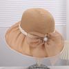 New French elegant mesh bow bucket hat women's summer face small sunscreen sun hat breathable casual versatile