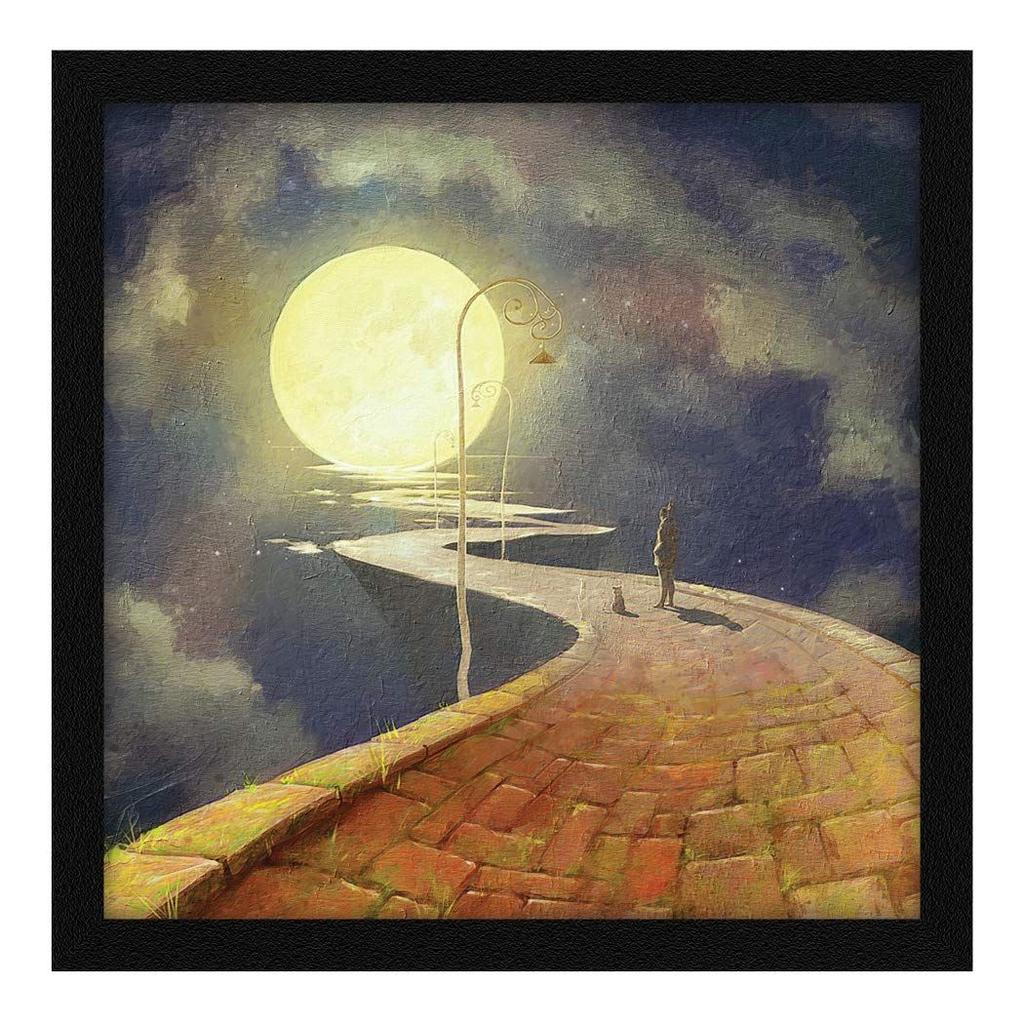 Paper Motivational Moon Wall Art Painting, Multicolor, Scenery, 13X13 In, Set of 1
