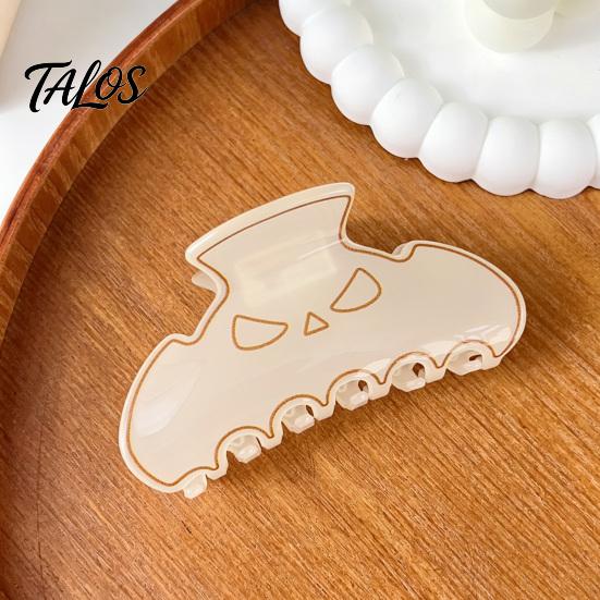 High Elasticity Spring Hair Claw, Translucent Jelly Texture Shark Hair Clip, Pumpkin-Bat Halloween Design Back Head Hair Claw for Daily Wear