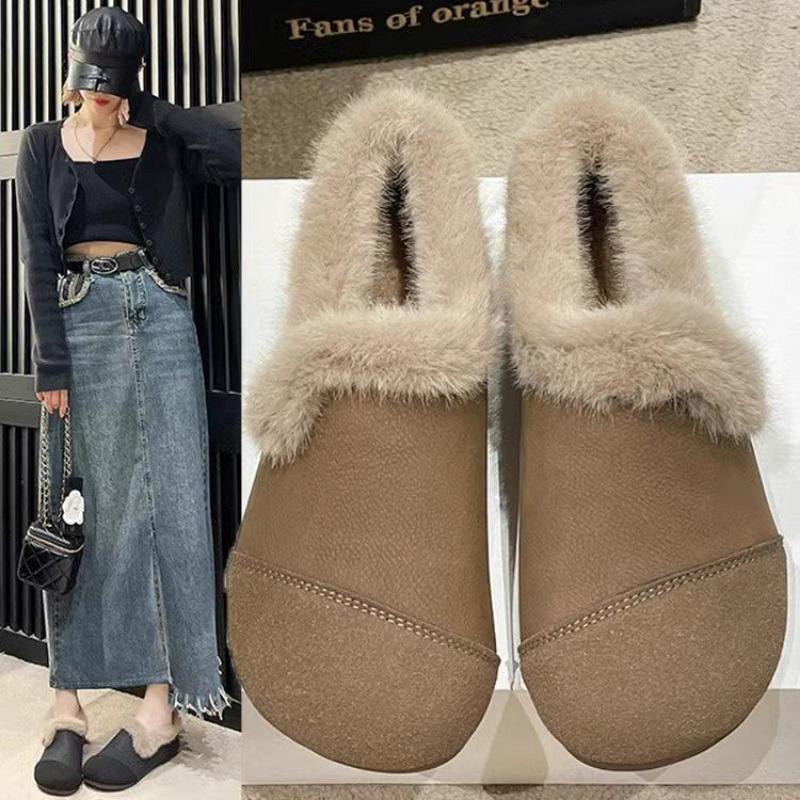Fashion Winter Shoes Women Loafers Female Footwear Casual Shoes Women Flat Heel Leather Retro Winter Lightweight Fashion Comfy