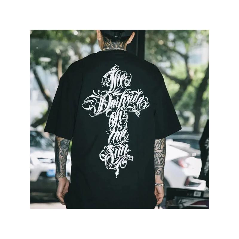 Men'S Oversized White Chicano Tattoo Graphic T-Shirt - West Coast Streetwear Hip Hop Style With Spanish Text & Mexican Cultural Design, Loose Fit