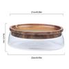 Glass Fruit Plate Nut Storage Box Double Layer Candy Snack Bowl Storage Box Fruit Container With Wooden Lid For Home Kitchen