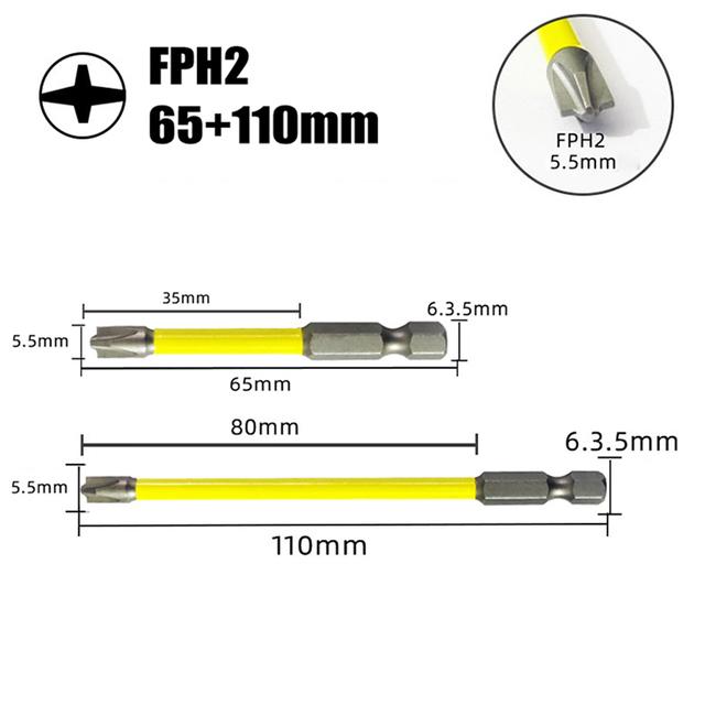 65mm 110mm Magnetic Special Slotted Cross Screwdriver Bit For Electrician FPH2 For Socket Switch Hand Tools