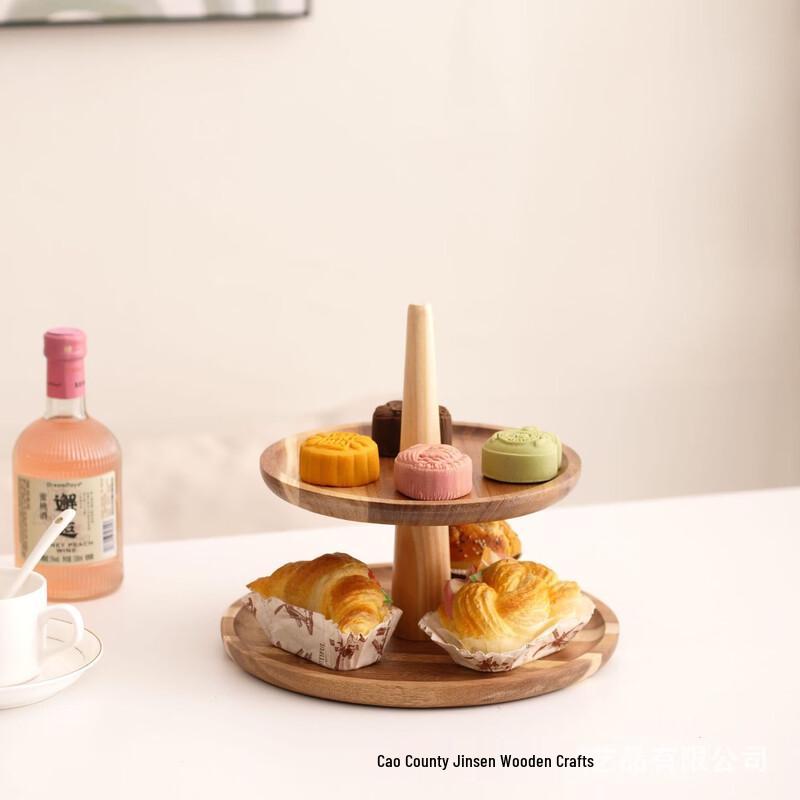 Abay Three-Tier Solid Wood Fruit and Snack Serving Plate