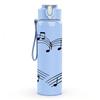 1PC Treble Clef Music Note Heart Print 750ml Color Plastic Sports Water Bottle Leakproof Flip Straw Lid Suitable for Sports Office Home Use
