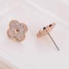 Micro Four-Leaf Clover Copper Needle Ear Studs with Rhinestones - Sweet, Girly Jewelry Niche Earrings In Stock