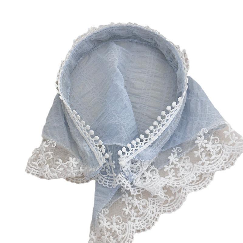 Batic triunghiular din dantelă franțuzească leneșă: Bandă de păr pastorală din mătase pentru femei