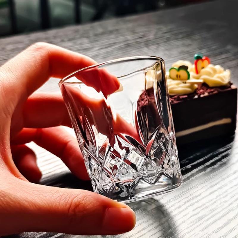 2pcs Set 50ml Diamond Crystal Glass Luxury Baijiu Cup Set Red Wine Foreign Wine Spirits Cups Household Transparent Liquor Goblet