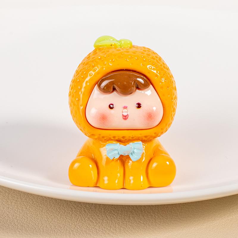Miniature Figurine Mini Cute Car Interior Decorations Cartoon Fruits Doll Luminous Home Decoration Accessories Crafts Gifts