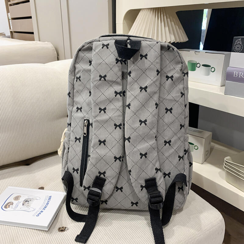 Rucksack Cord Schultasche Schleife bedruckt Leichtgewicht Großes Fassungsvermögen Reise-Rucksack