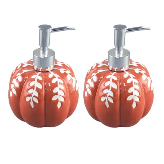 2Pcs 460ML Halloween Pumpkin Liquid Soap Dispenser Shampoo Body Hand Wash Shower Gel Facial Cleanser Container Bathroom Refillable Empty Press