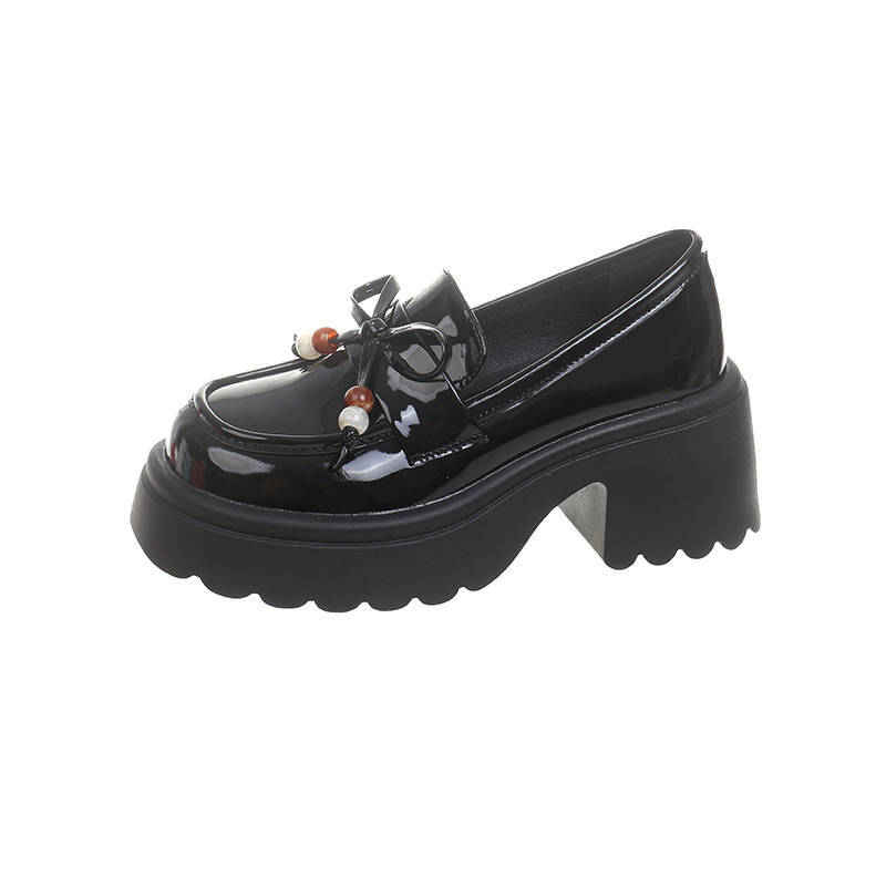 Thick-soled women's new autumn skirt heightening British style versatile small leather shoes single shoes women