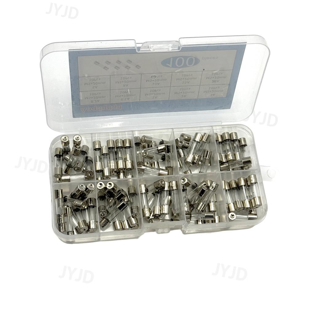 100pcs 5x20mm Glass Ceramic Fuse Assorted Kit 0.2A to 20A with Storage Box for Electronics Circuit Protection