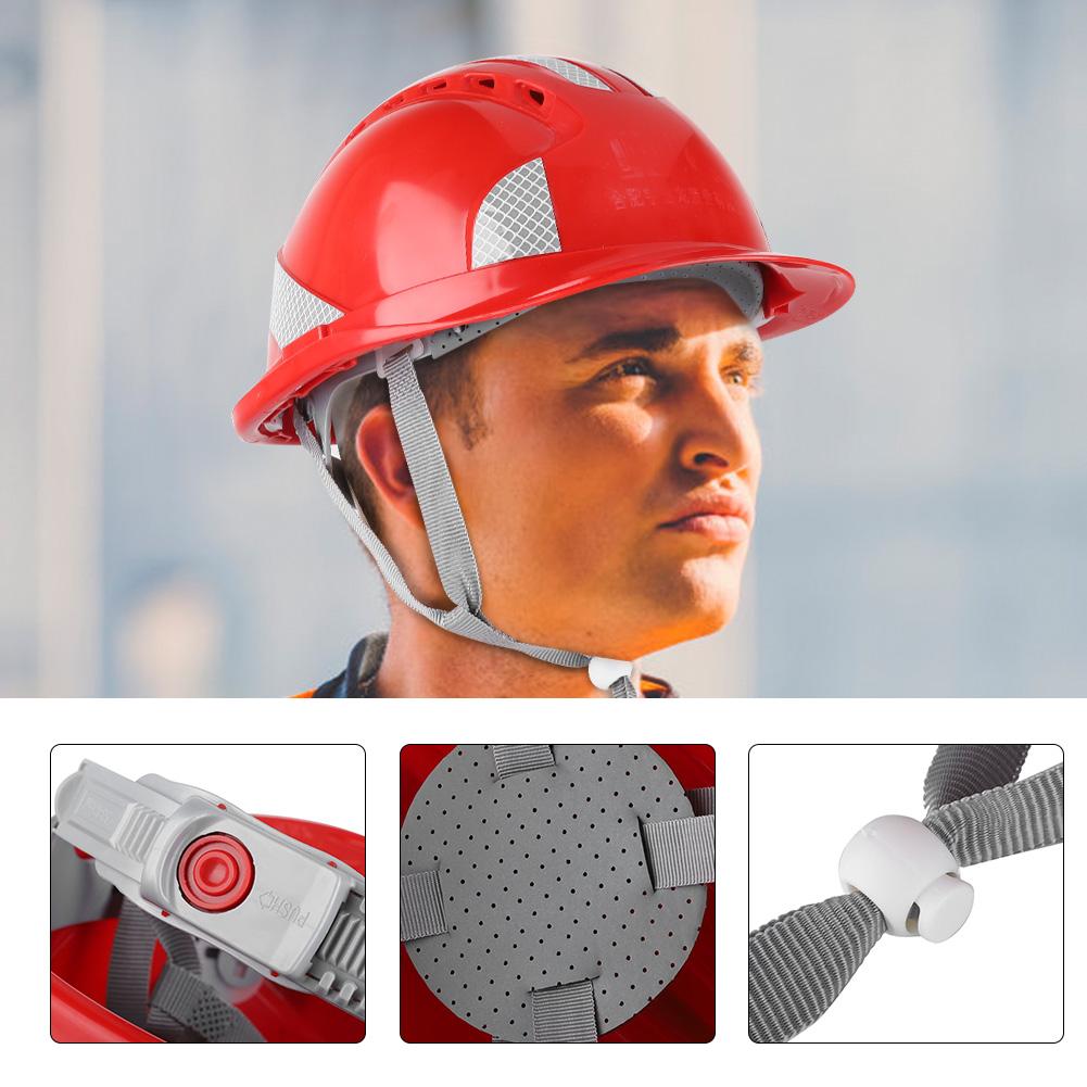 Worker Construction Site Protective Cap Ventilate ABS Hard Hat Reflective Stripe Safety Helmet