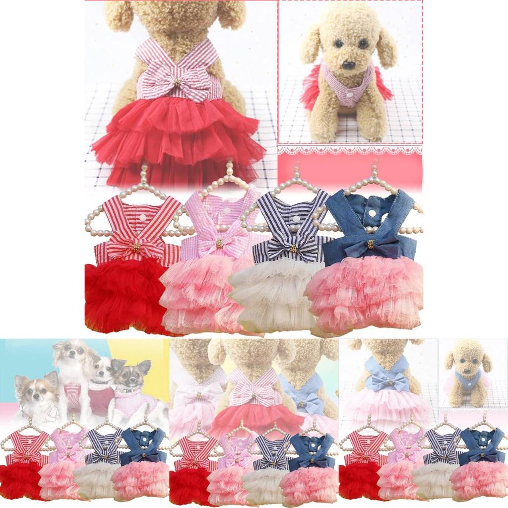 Cute Summer Pink And White Striped Pet Dress For Small Dogs And Cats