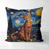 Van Gogh Style Cat Printed Decorative Throw Pillow Polyester pillowcase, sofa decorative cushion cov Headboard Pillow