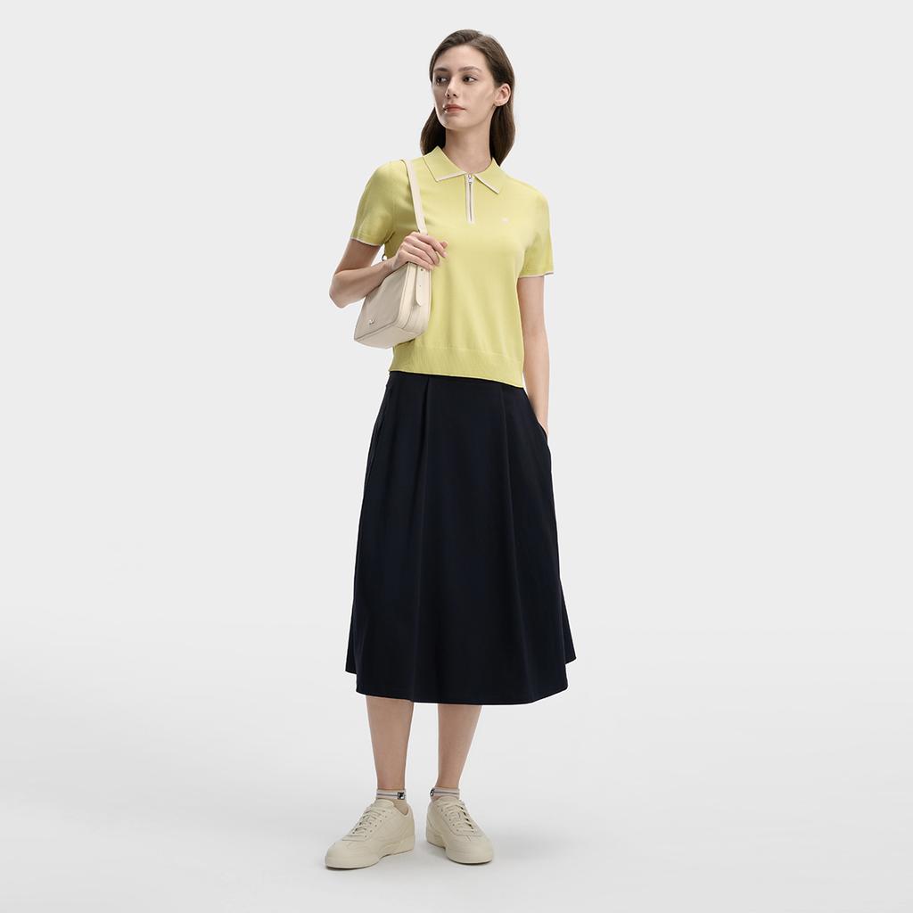 Fila White Fashion Minimalist Classic Relaxed Versatile Comfortable Long Skirt Women Skirts Legendary-Blue F11W613301FNV