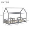 Lit d'enfant Lit d'appoint 90 x 200 cm en pin gris, avec sommier à lattes escamotable (matelas non inclus)