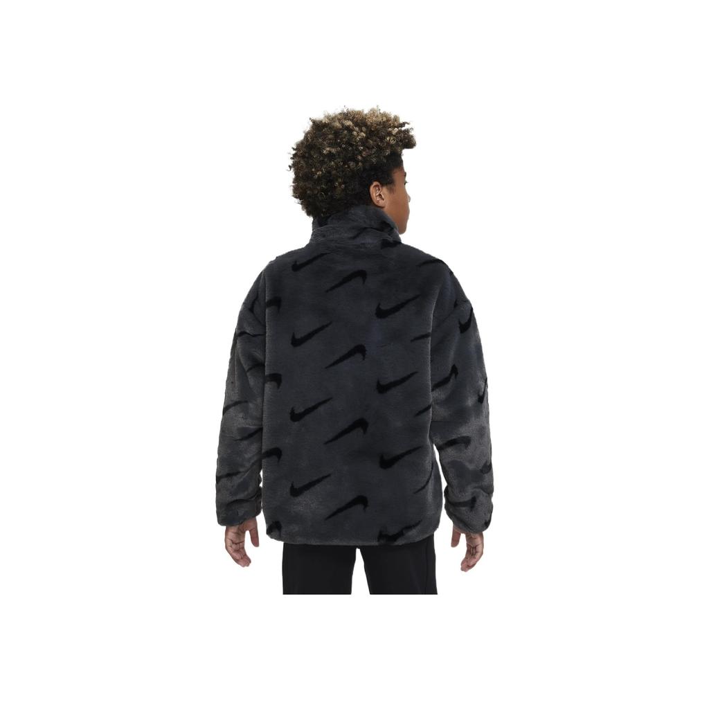 Nike Sportswear Kids Faux Fur Jacket Dark Smoke Grey/Black Kids Streetwear DV3252-070
