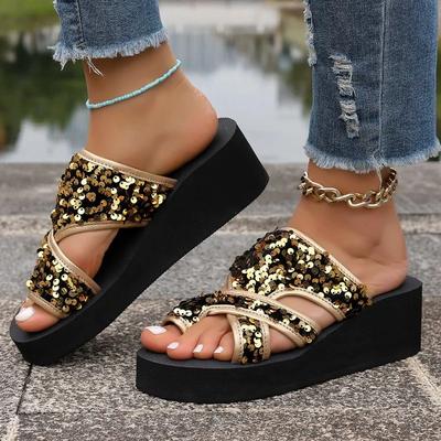 Women Wedges Slippers Fashion Retro Casual Beach Slippers Summer  New Shoes Outdoor Platform Sandals Flip Flops Slides Women