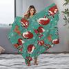 Santa Claus Throw Blanket Christmas Reindeer Cozy Fleece Blanket Holiday Home Decor Festive Gift Couch Cover Bedspread Room Deco
