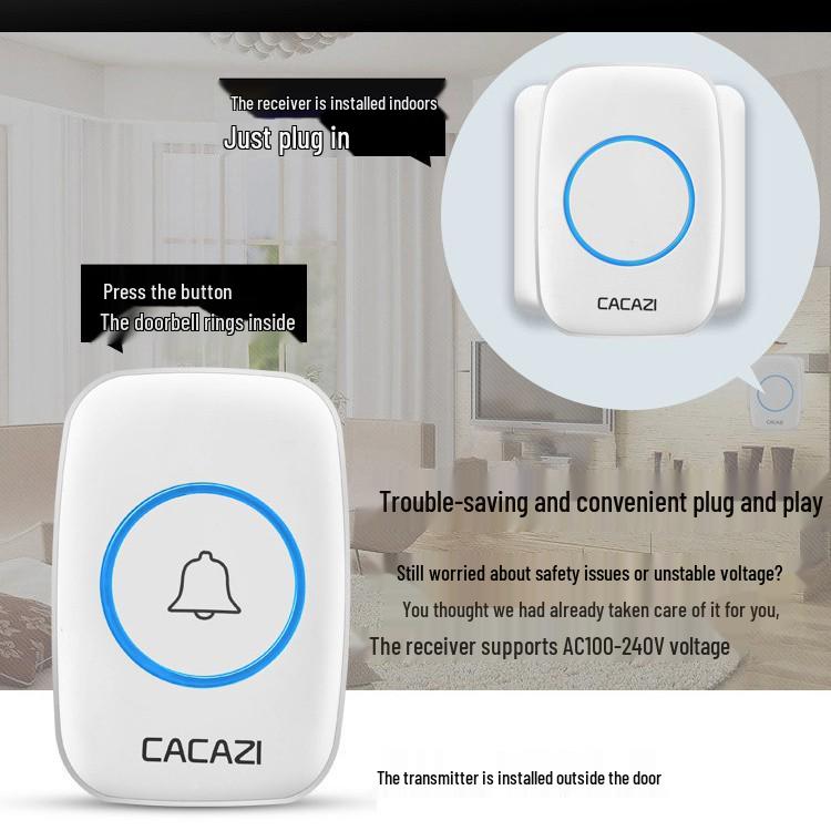 Wireless Long-Range Doorbell with Remote Control and Call Button for Elderly Assistance