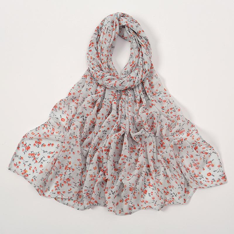 180*70cm Unique Women's Floral Scarves Lightweight Sheer Silky Feeling shawl Chiffon Flowers Printed Scarf