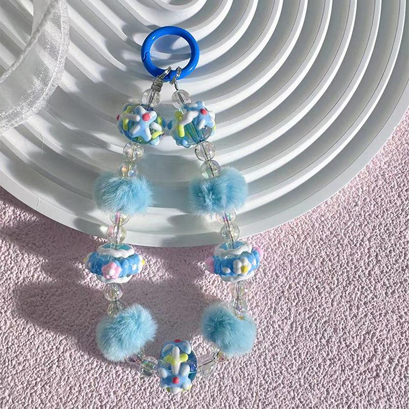 

Плюшевый брелок с бусинами Kawaii Cartoon Plush Phone Remech Remesh Backpack Подвеска Украшения Подарки синий