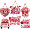 New Valentine's Day Door Hanger Banner Garland Heart Love Faceless Doll Pendants Window Ceiling Hanging Wedding Party Home Decor