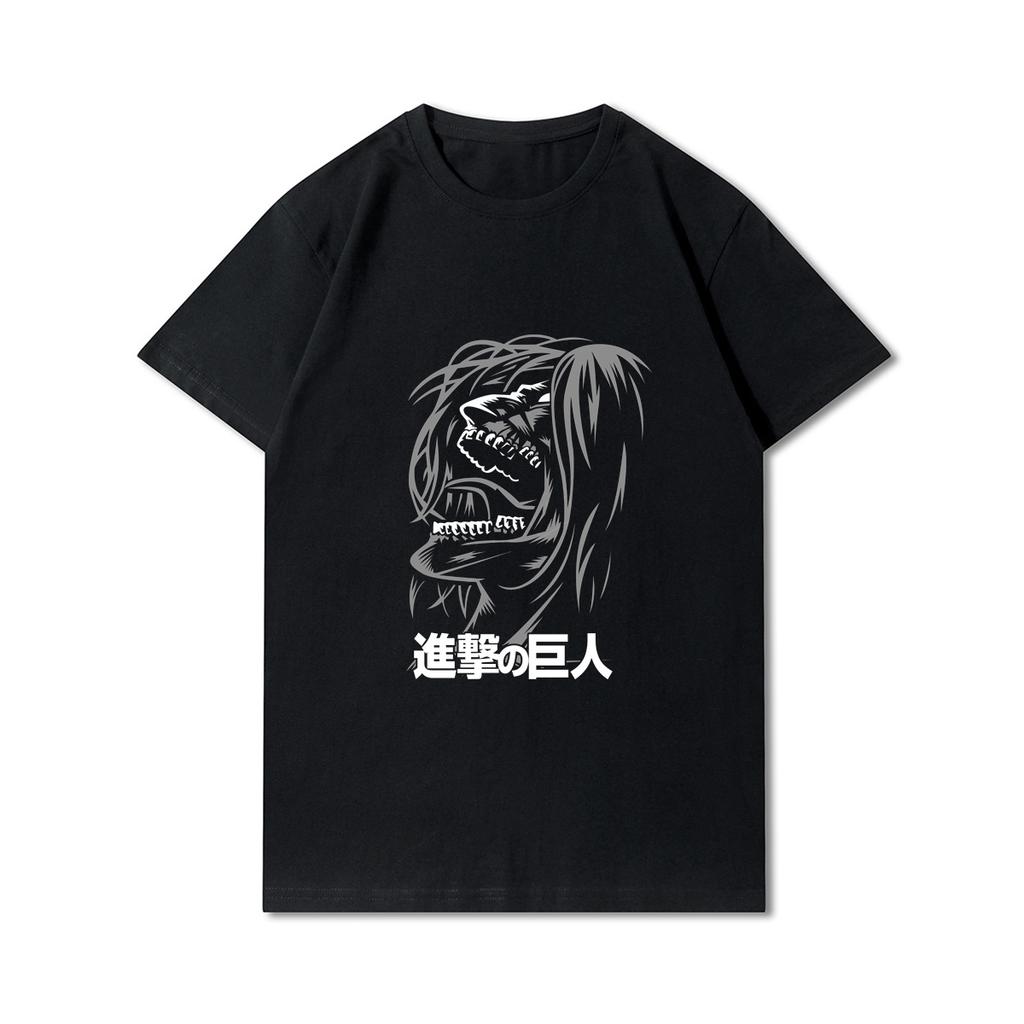Plus Size Anime Attack On Titan Unisex trička Levi·AckerUnisex Eye Punk Tops Letní Harajuku Volné Gotické Topy s krátkými rukávy