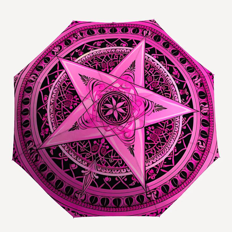 1pc Star Mandala Pattern Automatic Open/Close Umbrella - Compact Travel Umbrella, Perfect for Women & Men - Ideal Birthday/Christmas Gift, 204