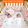 4Pcs Crib Padding Set Soft Cushion Baby Crib Bumper Pad Safe Crib Liner Bed Rail Guard Thickened Bedding for Boys Girls