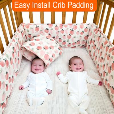 4dílná sada polstrování do postýlky Měkký polštář Bezpečnostní mantinel do dětské postýlky Bezpečná dětská postýlka