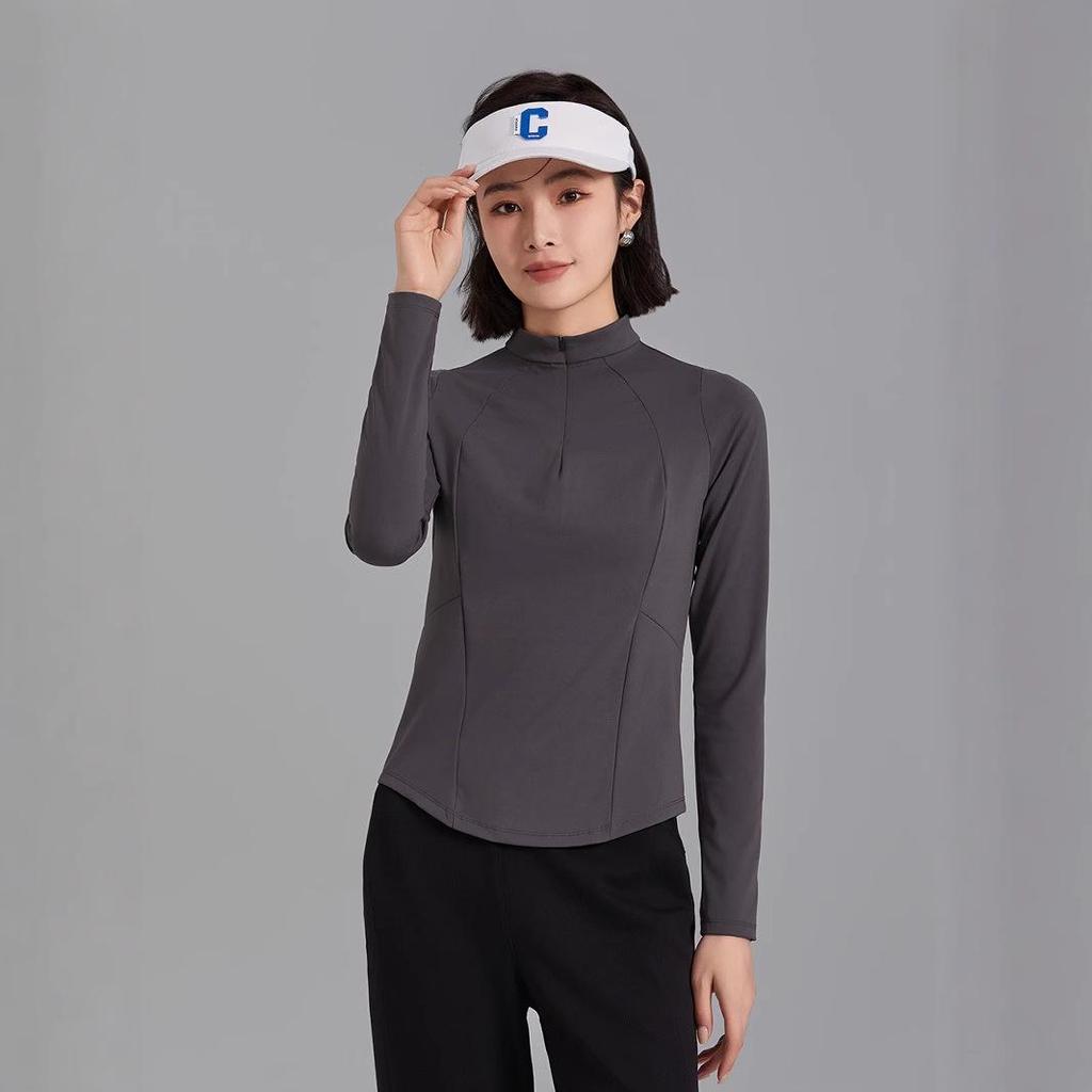 Women's Slimming Half-Zip Long-Sleeve Base Layer Top for Fitness & Yoga - Comfortable and Stylish Spring/Autumn Outerwear