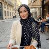 Versatile Cotton Long Scarf Breathable Classic Pattern Headscarf New Style Polka Dot Shawl  Travel