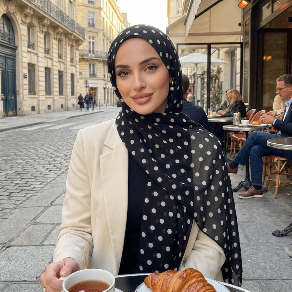 Versatile Cotton Long Scarf Breathable Classic Pattern Headscarf New Style Polka Dot Shawl Travel