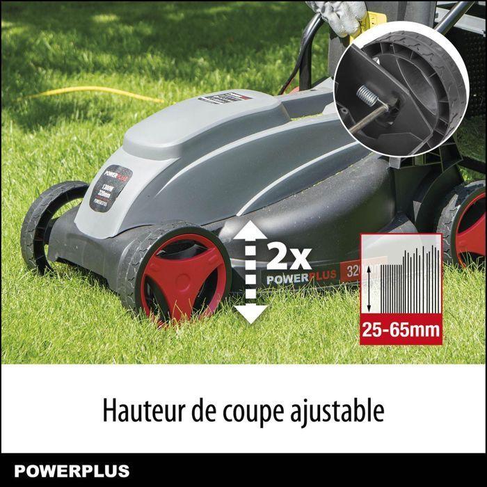 Tondeuse gazon électrique powerplus poweg63705 - 1300 w, 320 mm ø, ramassage et éjection arrière