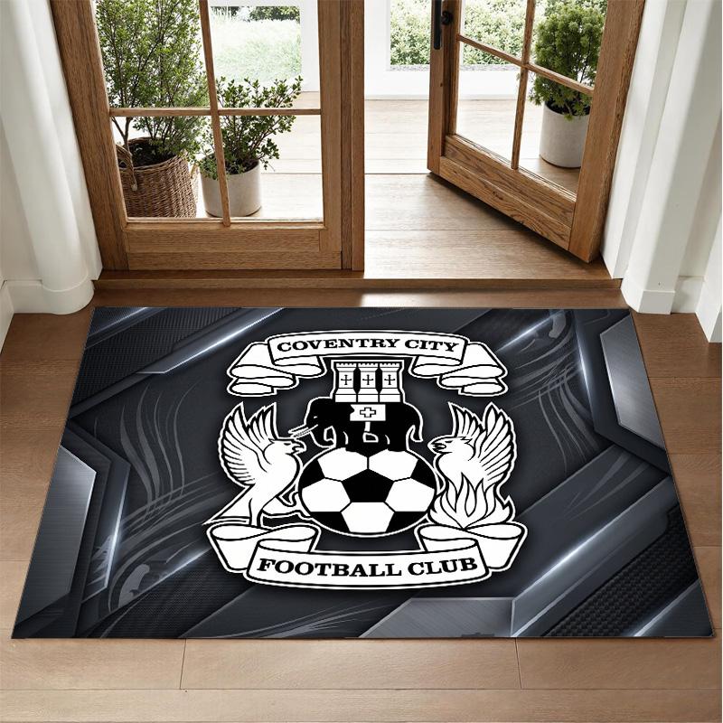 Coventry City Football Design Crystal Velvet Rug Soft Decorative Mat for Bedroom Entrance