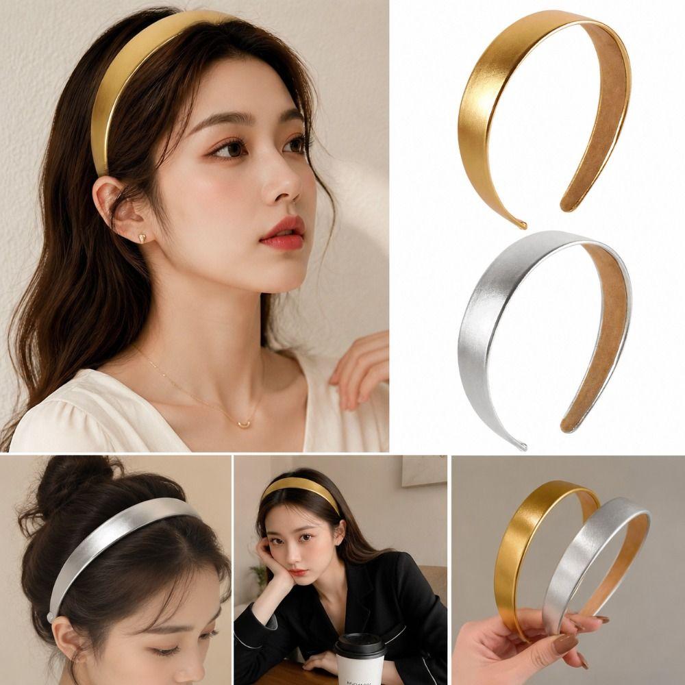 3CM Width Leather Headband Glossy Women Hair Accessory Minimalist Simple Headwear  Face Washing