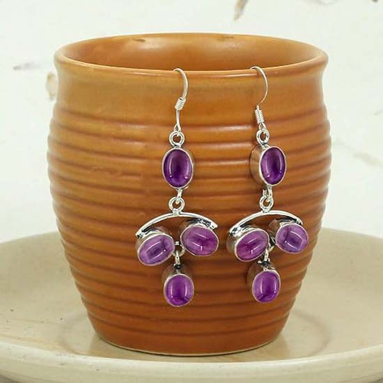 Amethyst Gemstone Dangle Earring, 925 Sterling Silver, Birthstone Earring, Women Earring, Handmade Earring, Gift For Her