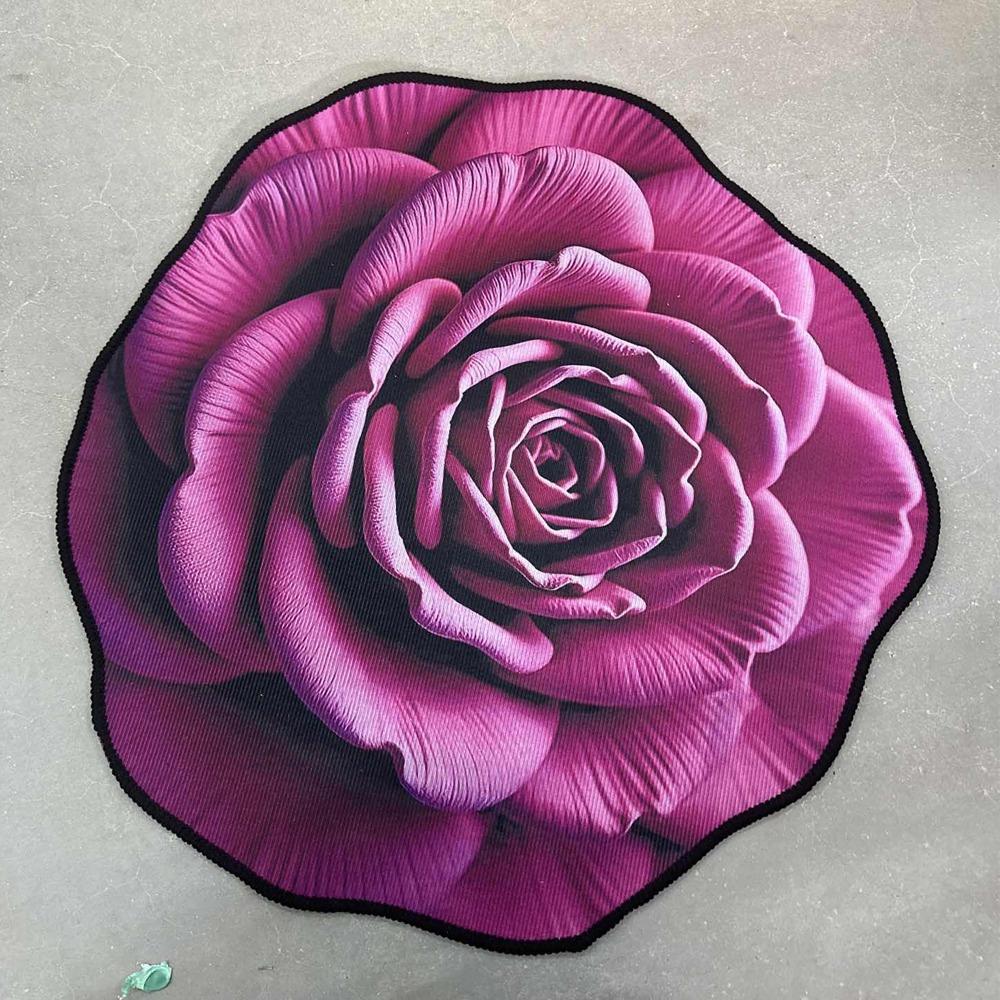 Non-slip Peony Floor Mat Special-shaped Bathroom Floor Mat  for Living Room Tea Table Bedside