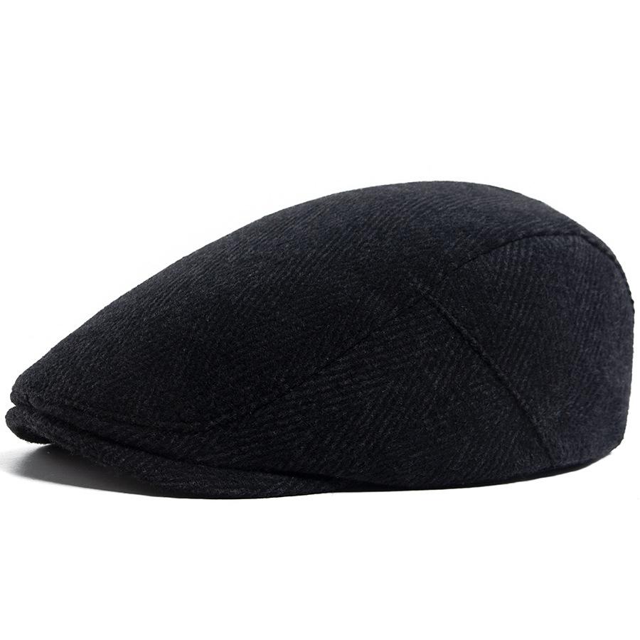 Woolen Spring and Autumn Thin Beret Men's British Retro Newsboy Hat Casual Herringbone Forward Hat Peaked Cap Women