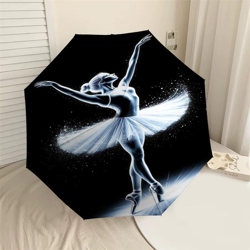 

1pc Ballerina Dance Automatic Open/Close Umbrella with Windproof, 8-Rib Sturdy Canopy, Durable Ribs, Fashionable Design1224A