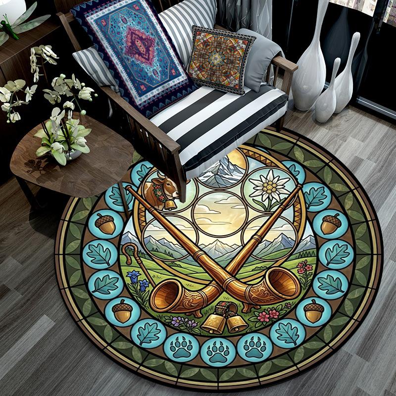 Celtic Musical Harmony Round Area Rug Under Office Chairs Bedroom Living Room Home Decor